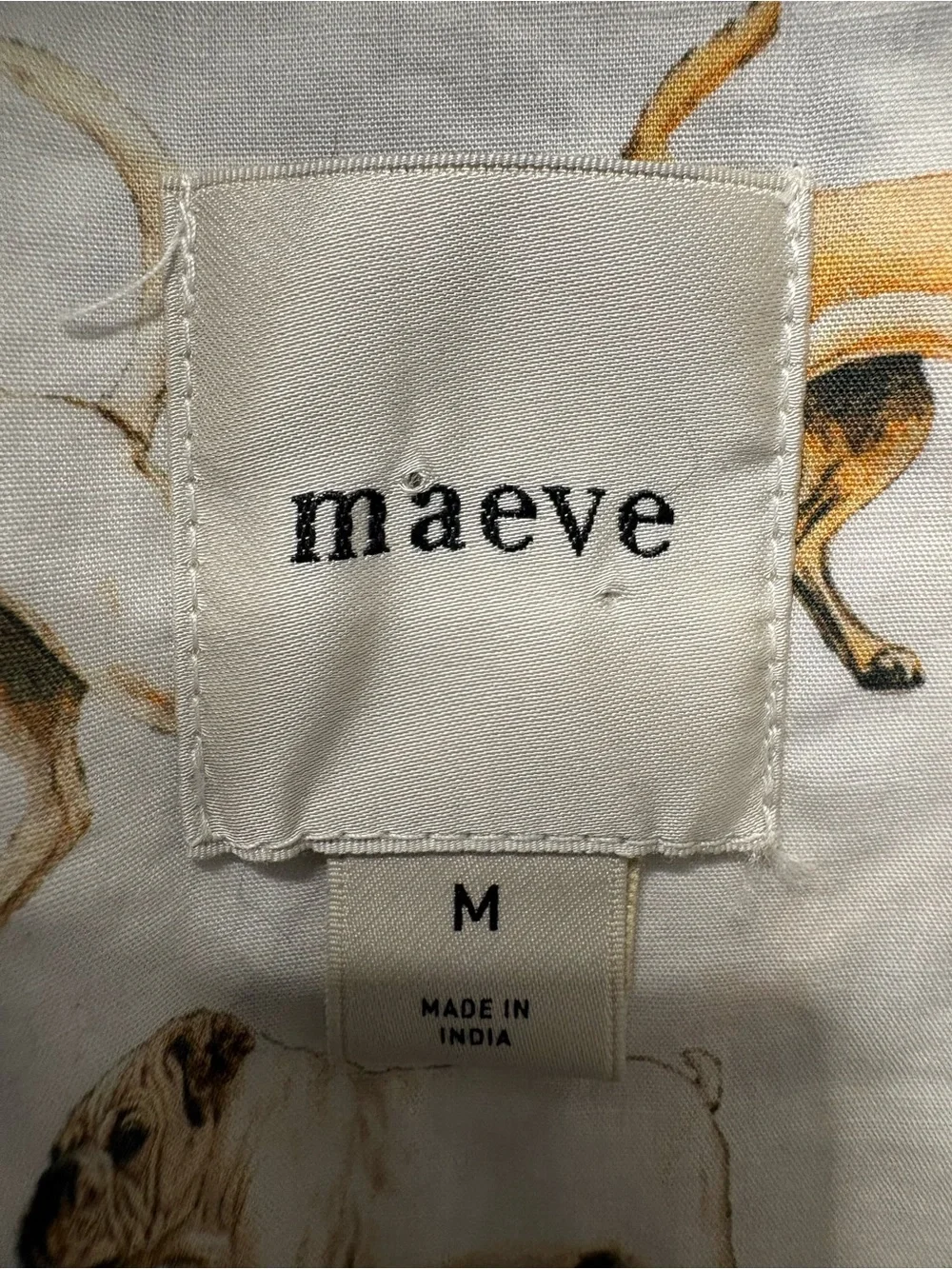 Anthropologie Maeve The Leandra Shirred Yoke Cotton Dog Print Puff Sleeve Blouse - Picture 4 of 8